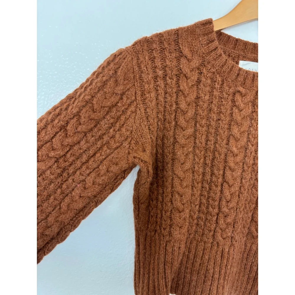DOEN Cable Knit Sweater Brown Size M - Picture 4 of 12